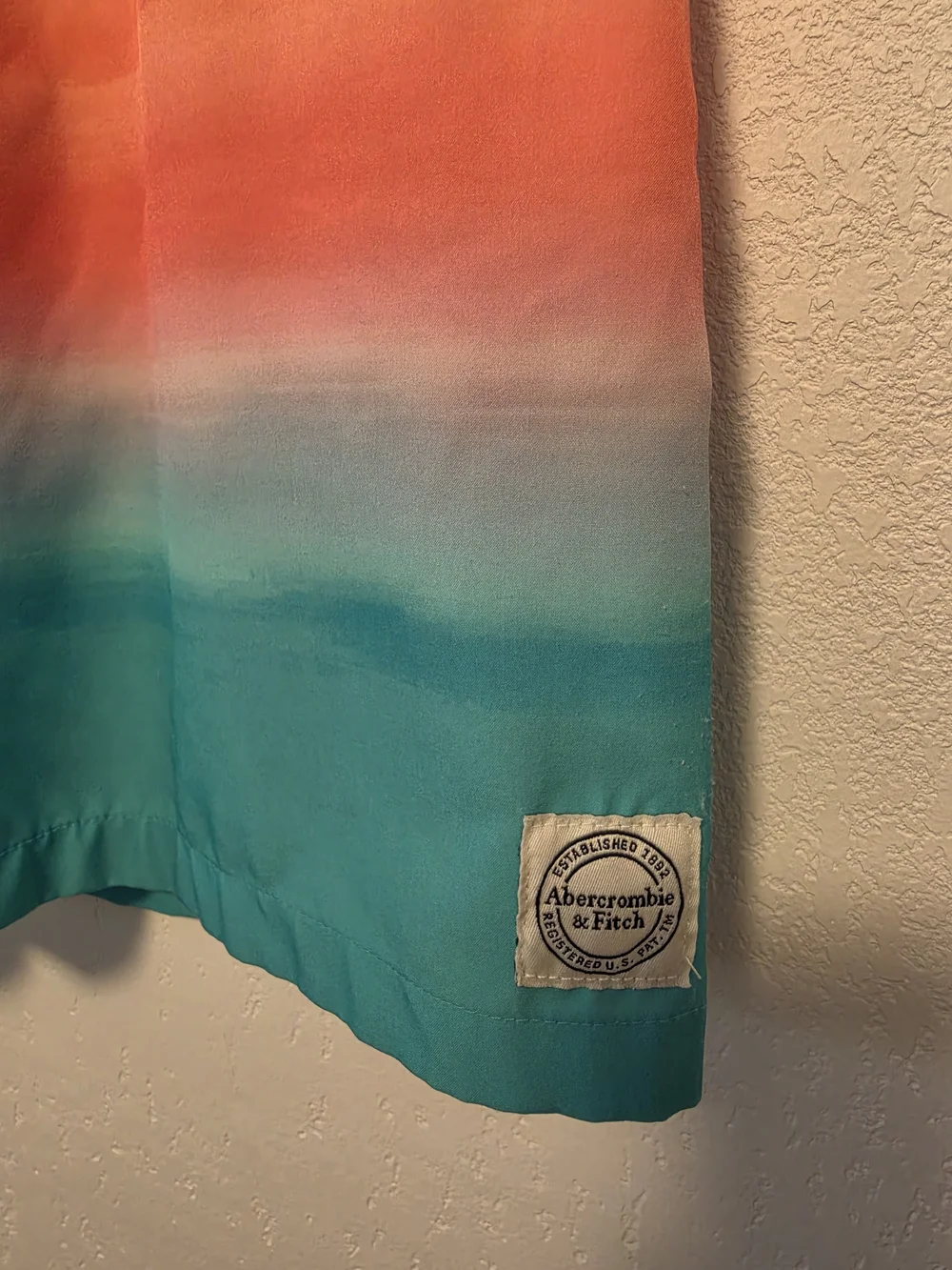 Abercrombie Kids Gradient Coral to Aqua Swim Shorts Size 11/12